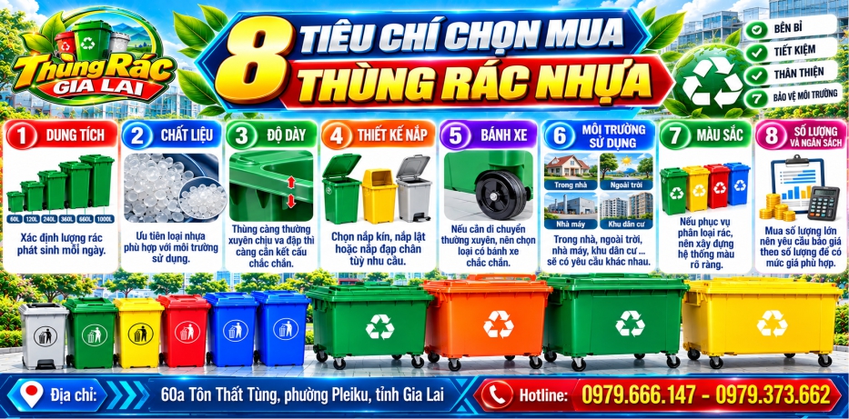 8 Tiêu chí chọn mua thùng rác nhựa công nghiệp