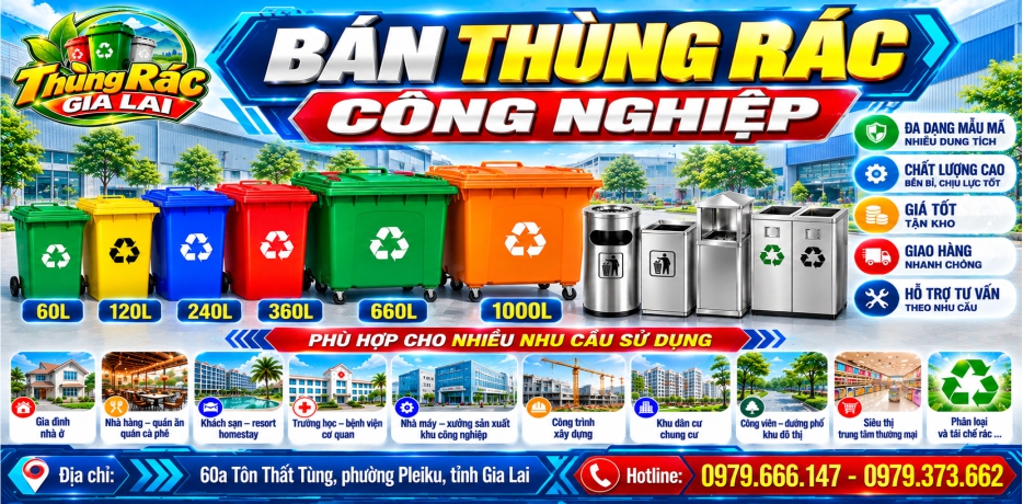 Bán thùng rác công nghiệp ở Gia Lai
