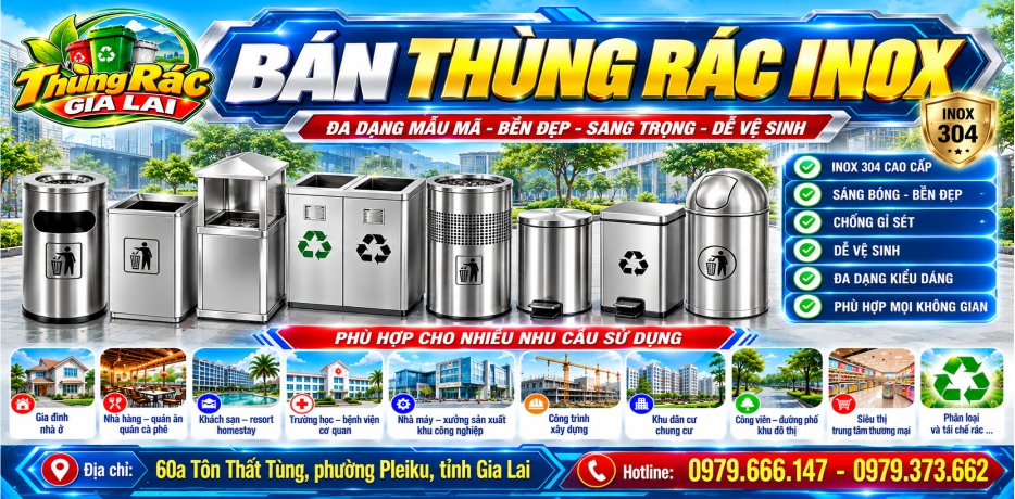Bán thùng rác inox ở Gia Lai