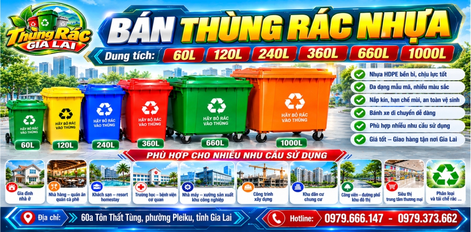 Bán thùng rác nhựa ở Gia Lai