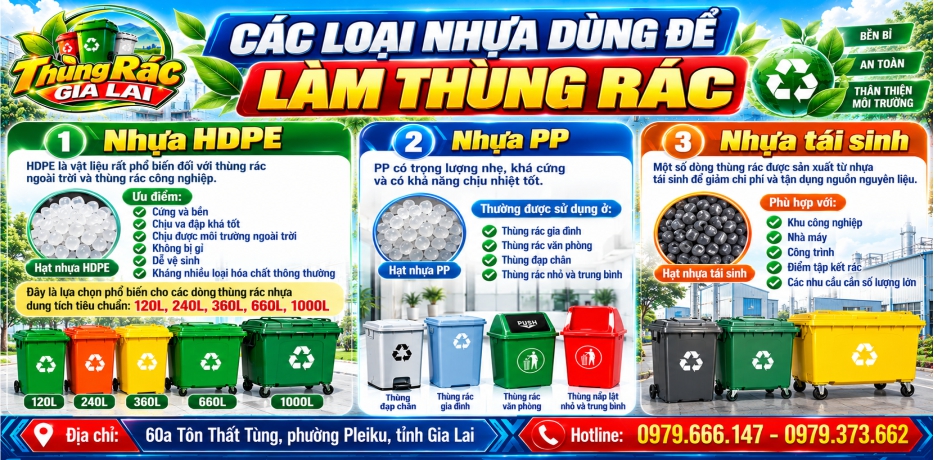 Các loại nhựa chuyên dùng để làm thùng rác công nghiệp